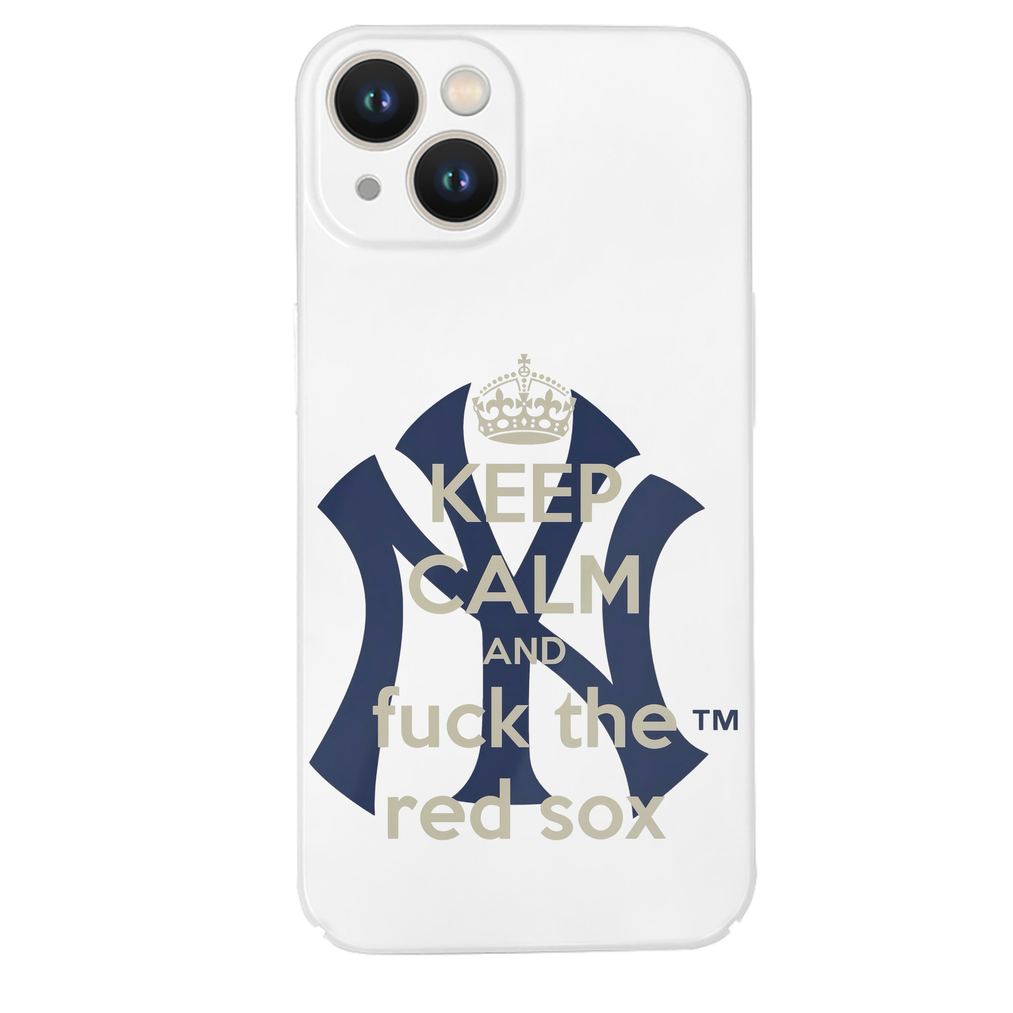 New York Yankees Keep Calm and Fuck The Red Sox IPhone 14 Series Full-Cover Hard Case – Shockproof With Raised Camera Protection – Precise Cutouts, Wireless Charging Compatible – Durable, Anti-Yellowing, Easy To Clean